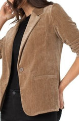 Liverpool LM1601UC1 Velvet Fitted Blazer in Harvest Khaki