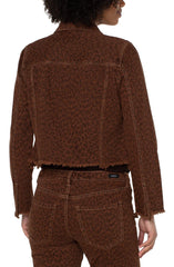 Liverpool Printed Cropped Jacket with Fray Hem LM1140QE3P72