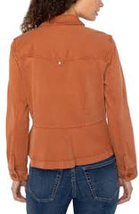 Liverpool LM1A84L12 Trucker Jacket with Peplum Hem in Ginger Spice