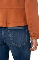 Liverpool LM1A84L12 Trucker Jacket with Peplum Hem in Ginger Spice
