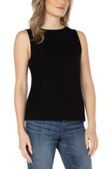Liverpool Jeans LM8747K61 Sleeveless Boat Neck Rib Knit Top (Black and Dark Navy)