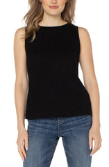Liverpool Jeans LM8747K61 Sleeveless Boat Neck Rib Knit Top (Black and Dark Navy)