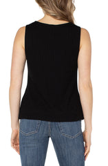 Liverpool Jeans LM8747K61 Sleeveless Boat Neck Rib Knit Top (Black and Dark Navy)