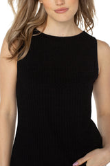 Liverpool Jeans LM8747K61 Sleeveless Boat Neck Rib Knit Top (Black and Dark Navy)