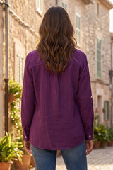 100% Cotton Soft Gauze Button Down Blouse