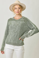 61162 Washed Cable Sweater