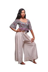 Vintage Blue Paisley Summer Crop Top