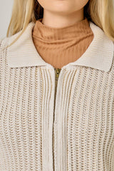 61683 Washed Ribbed Zip-Up Sweater