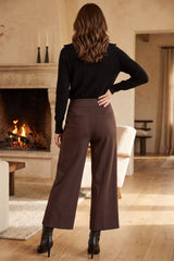 High Rise Twill Wide-Leg Pants