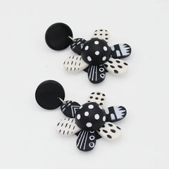 Black and White Garden of Color Flower Earrings