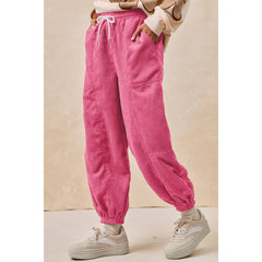 SOLID CORDUROY PANTS WITH DRAWSTRING