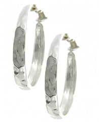 FR3715 Silver Hammered Metal Circle Clip Earrings