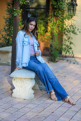 Lightweight Raw Edge Jacket (Sky Blue)