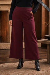 PLUS SIZE High Rise Twill Wide-Leg Pants