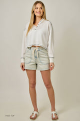 61487 Denim Washed Pull-On Shorts