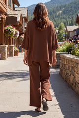 100% Cotton Poncho Style Top + Pull On Pant Set