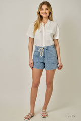 61487 Denim Washed Pull-On Shorts