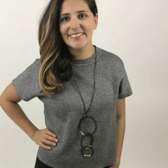 Black and Silver Mesh Pendant Necklace