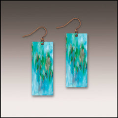 Aqua Abstract Banner Handmade Earrings
