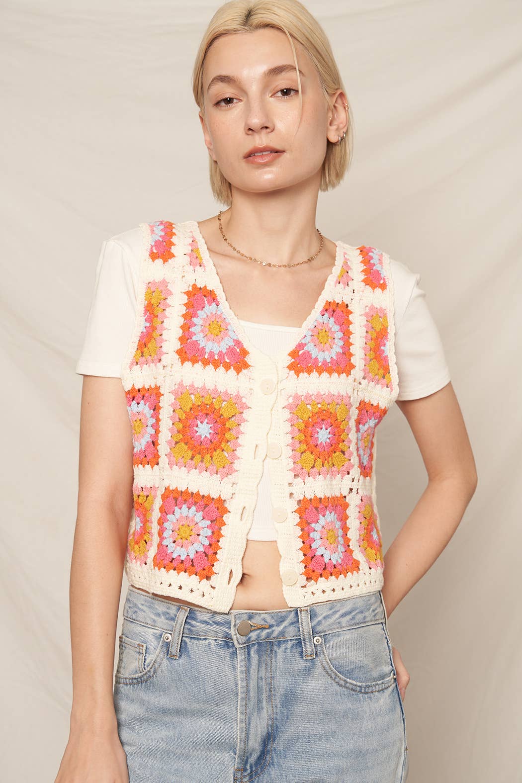 Multicolor Crochet Vest