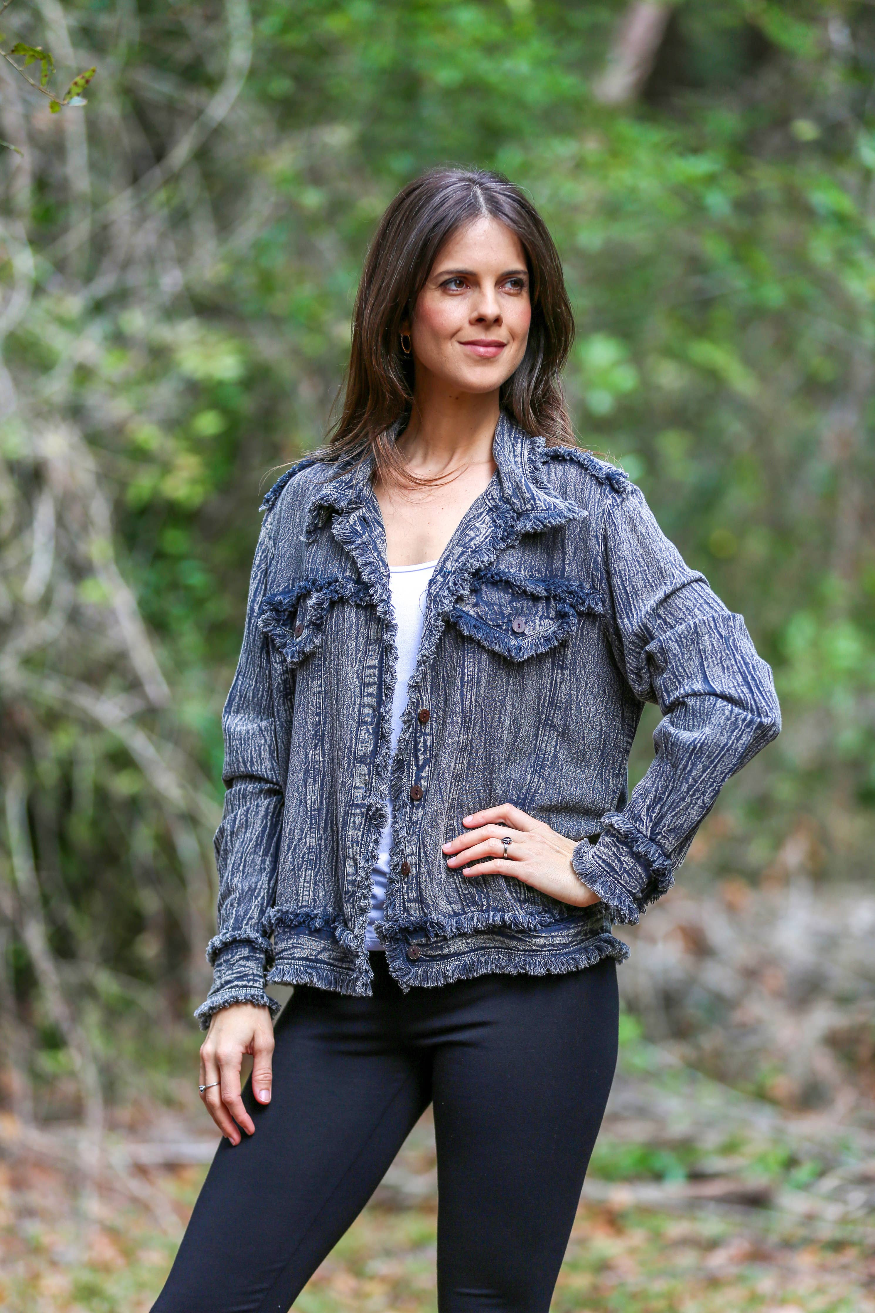 Lightweight Raw Edge Jacket (Charcoal Black)