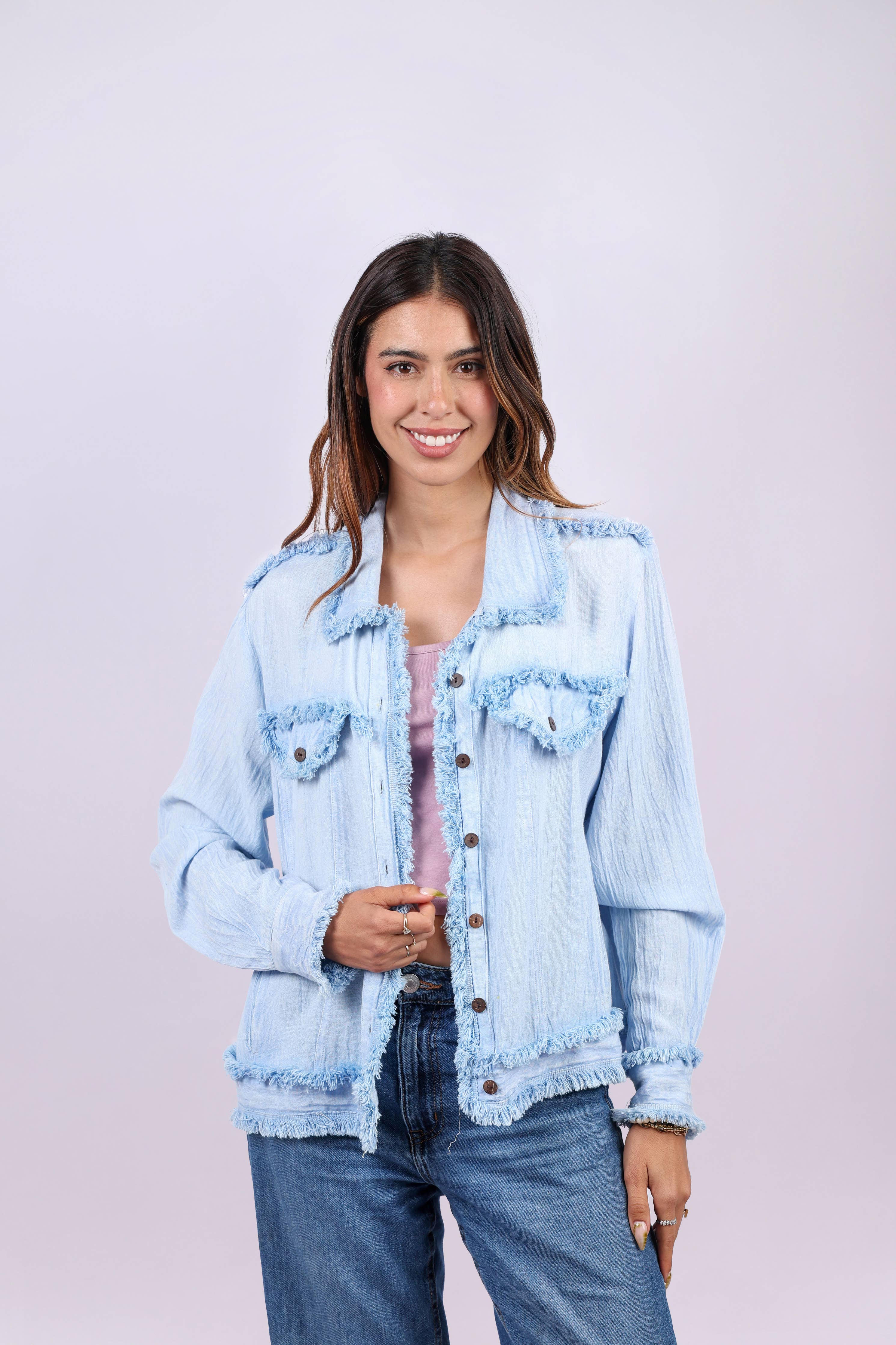 Lightweight Raw Edge Jacket (Sky Blue)