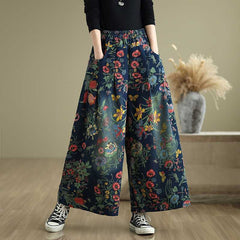 Print Plus-Size Relaxed Denim Pants
