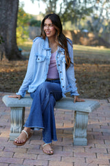 Lightweight Raw Edge Jacket (Sky Blue)