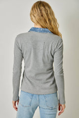 60719 Washed Thermal Button Down Top