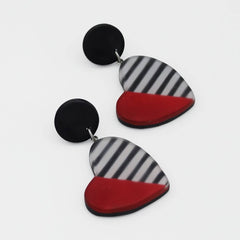 Red Stripe Frosted Heartstrings Earring