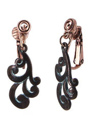 FR7030 Patina Filigree Metal Clip Earrings