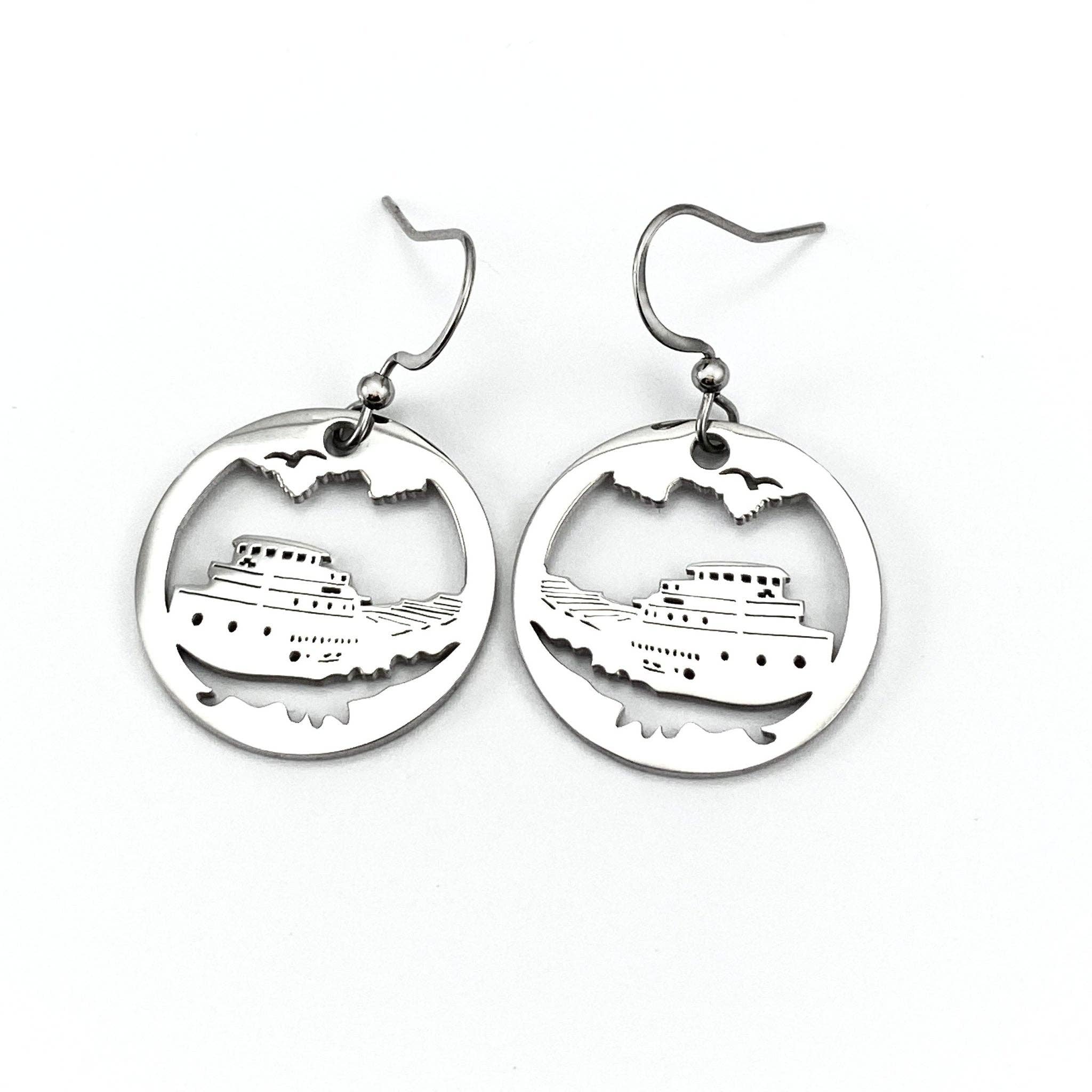 Great Lakes Freighter Petite or Large earrings