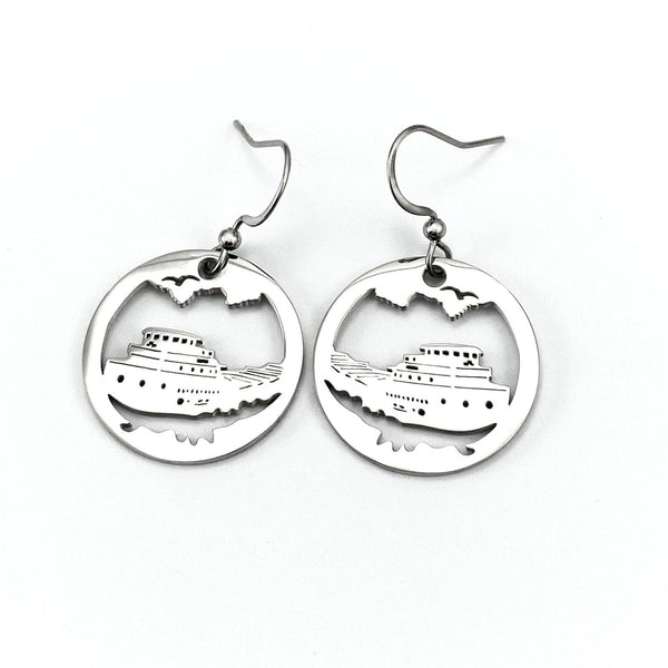 Great Lakes Freighter Petite or Large earrings