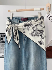 S25281 Flower Patterned Triangle Lightweight Scarf