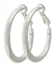 FR2400 All Silver Plain Metal Circle Clip Earrings