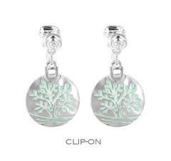 FR5681 Turquoise Tree of Life Round Clip Earrings