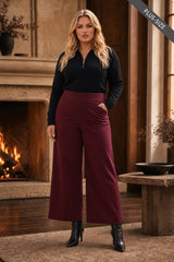 PLUS SIZE High Rise Twill Wide-Leg Pants