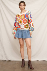 Chunky Oversized Granny Squared Crochet Sweater