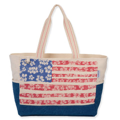 Flag, Floral Flag Shoulder Tote