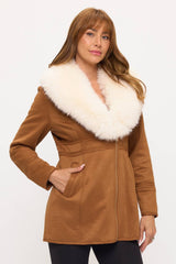 CLASC0010: Luxe Faux Fur-Collar Tailored Coat