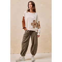 SOLID CORDUROY PANTS WITH DRAWSTRING