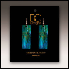 Blue Nature Abstract Banner Handmade Earrings