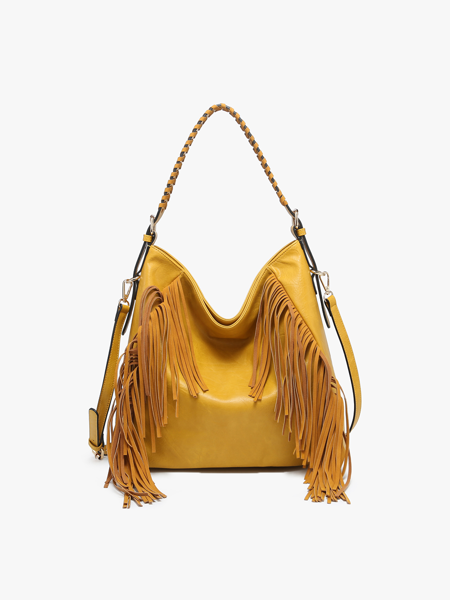 Sav Distressed Hobo Bag w/ Fringe Detail | M2350