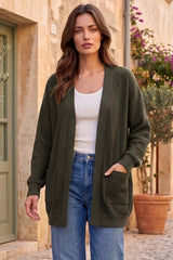 Curly Rib Relaxed Front Pocket Cardigan