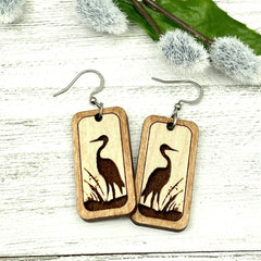 Sandhill Crane wooden earrings