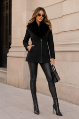 CLASC0010: Luxe Faux Fur-Collar Tailored Coat