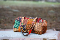 Upcycled Patchwork Vintage Duffel Bag (Camel Overdye)