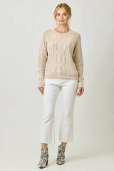 61162 Washed Cable Sweater