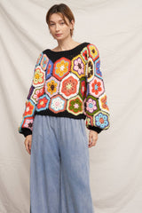 Chunky Oversized Granny Squared Crochet Sweater