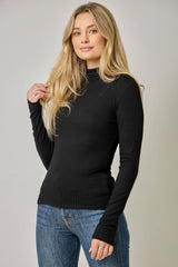 61604 Pointelle Mock Neck Top